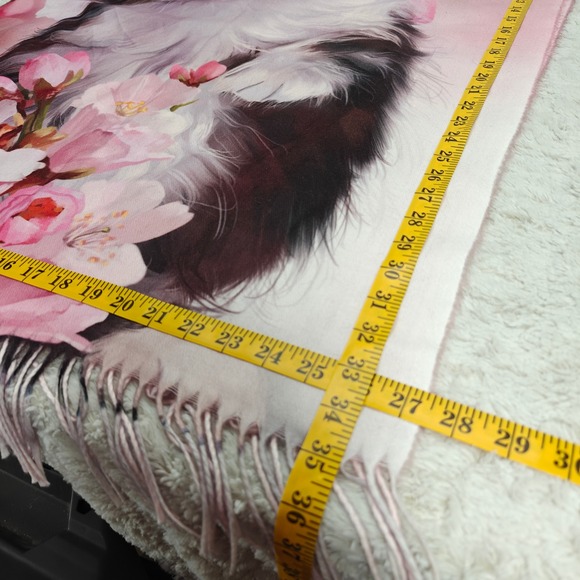 Pink Floral Ragdoll Kitten‎ Scarf Soft Pashmina Fringe Ends Festival Romantic - Picture 3 of 6